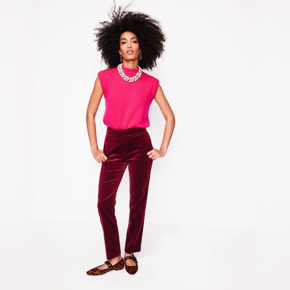 BODEN PLUS size women’s Cabernet Kew Velvet straight leg ankle Trousers